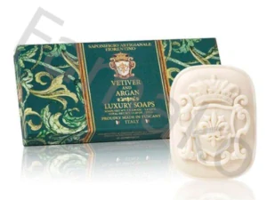 FIORENTINO: Sada obdélníkových mýdel s reliéfem erbu „Vetiver a argan“ 3x125g